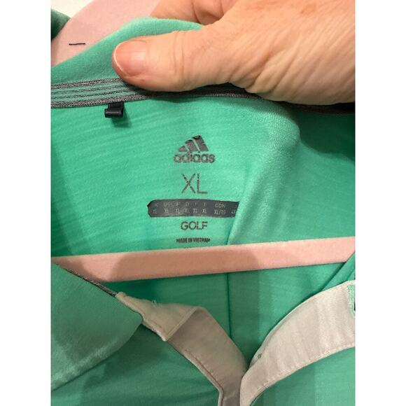 Adidas Men's Pistachio Green & Ash Gray Colorblock Ultimate365 Golf Polo, XL - Picture 3 of 7